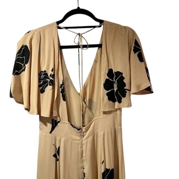 Nude/Black Floral Privacy Please Maxi Dress, Cocktails Parties Resort S - Picture 6 of 8